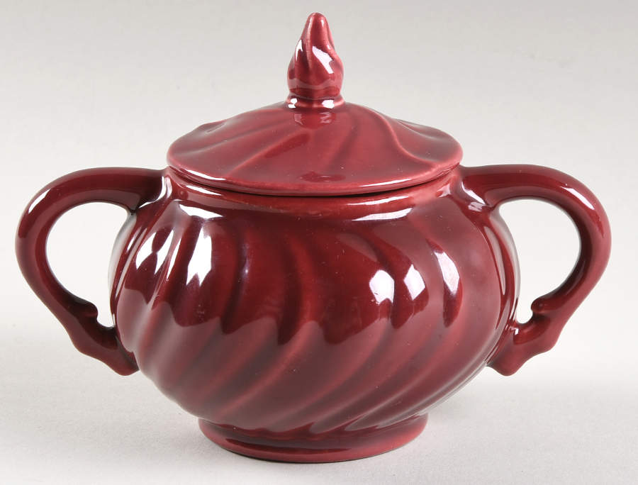 Coronado Burgundy Maroon (Glossy) Sugar Bowl & Lid by Franciscan-1