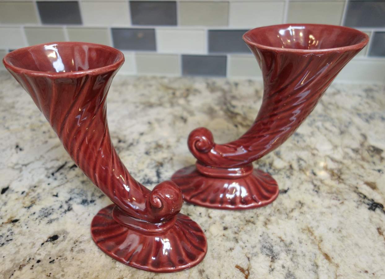 Coronado Burgundy Maroon (Glossy) 6" Cornucopia Vase by Franciscan-1