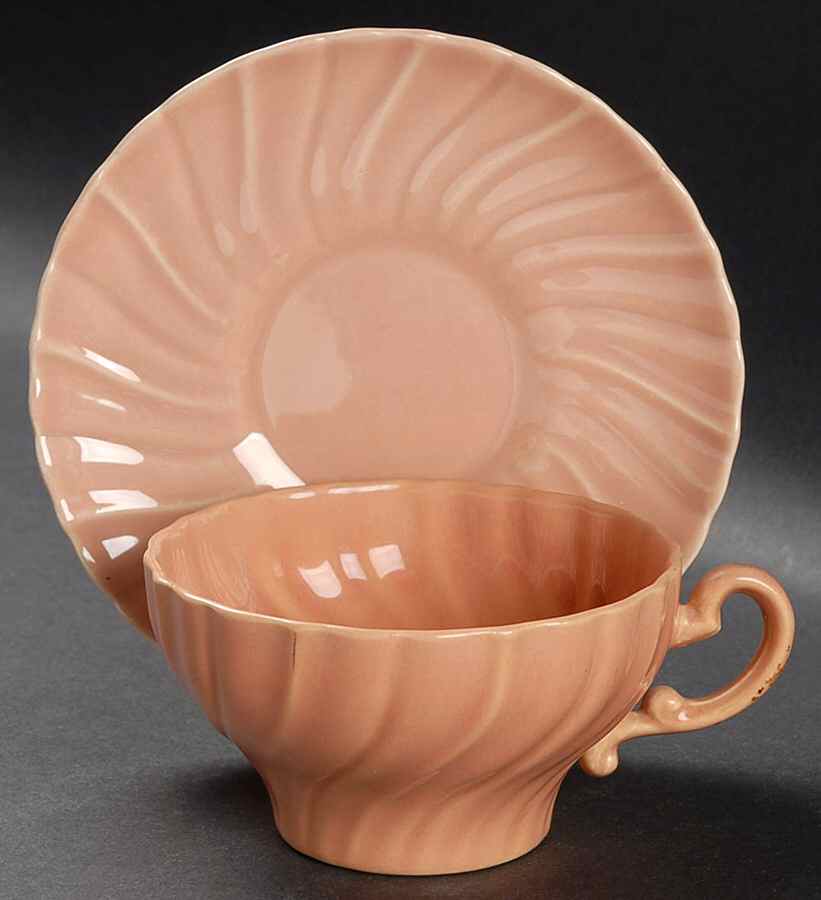Coronado Coral Beige (Glossy) Flat Cup & Saucer Set by Franciscan-1