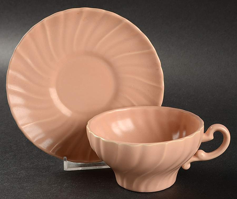 Coronado Coral Beige (Matte) Flat Cup & Saucer Set by Franciscan-1