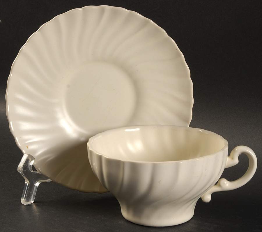 Coronado Off White (Glossy) Flat Cup & Saucer Set by Franciscan-1