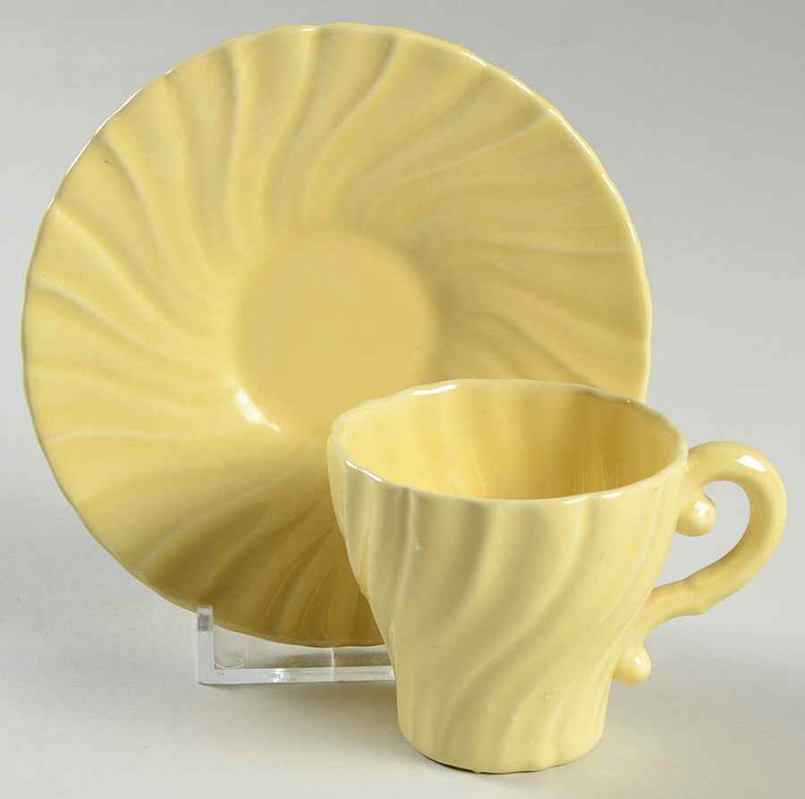 Coronado Yellow Glossy Flat Demitasse Cup & Saucer Set by Franciscan-1