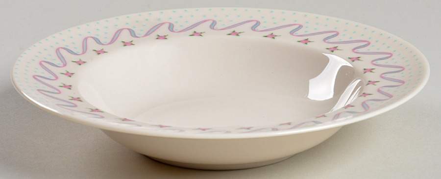 Crinoline (Pink & Blue) Rim Fruit/Dessert (Sauce) Bowl by Franciscan-1