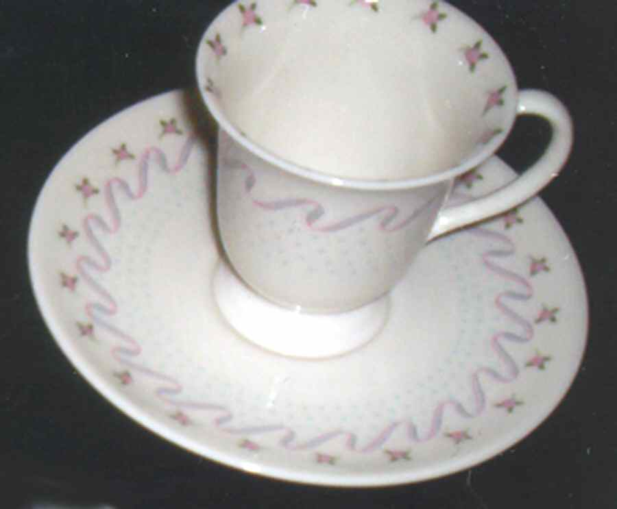 Crinoline (Pink & Blue) Footed Demitasse Cup & Saucer Set by Franciscan-1