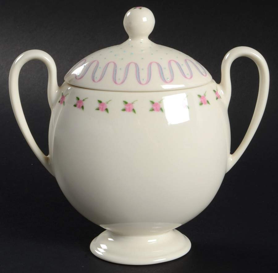Crinoline (Pink & Blue) Sugar Bowl & Lid by Franciscan-1