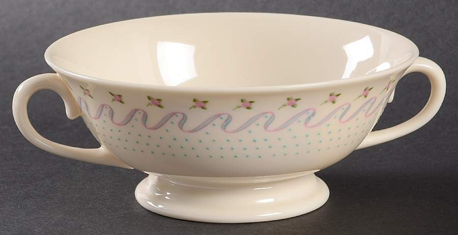 Crinoline (Pink & Blue) Footed Cream Soup Bowl by Franciscan-1