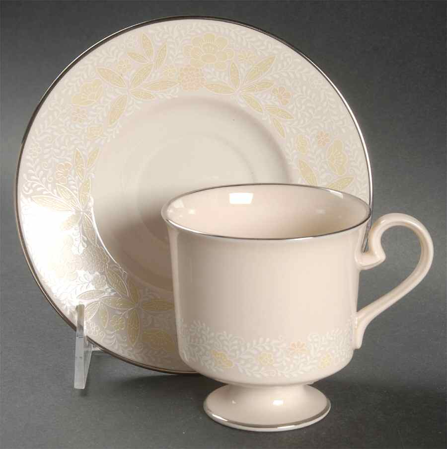 Crinoline (Pale Yellow) Footed Cup & Saucer Set by Franciscan-1