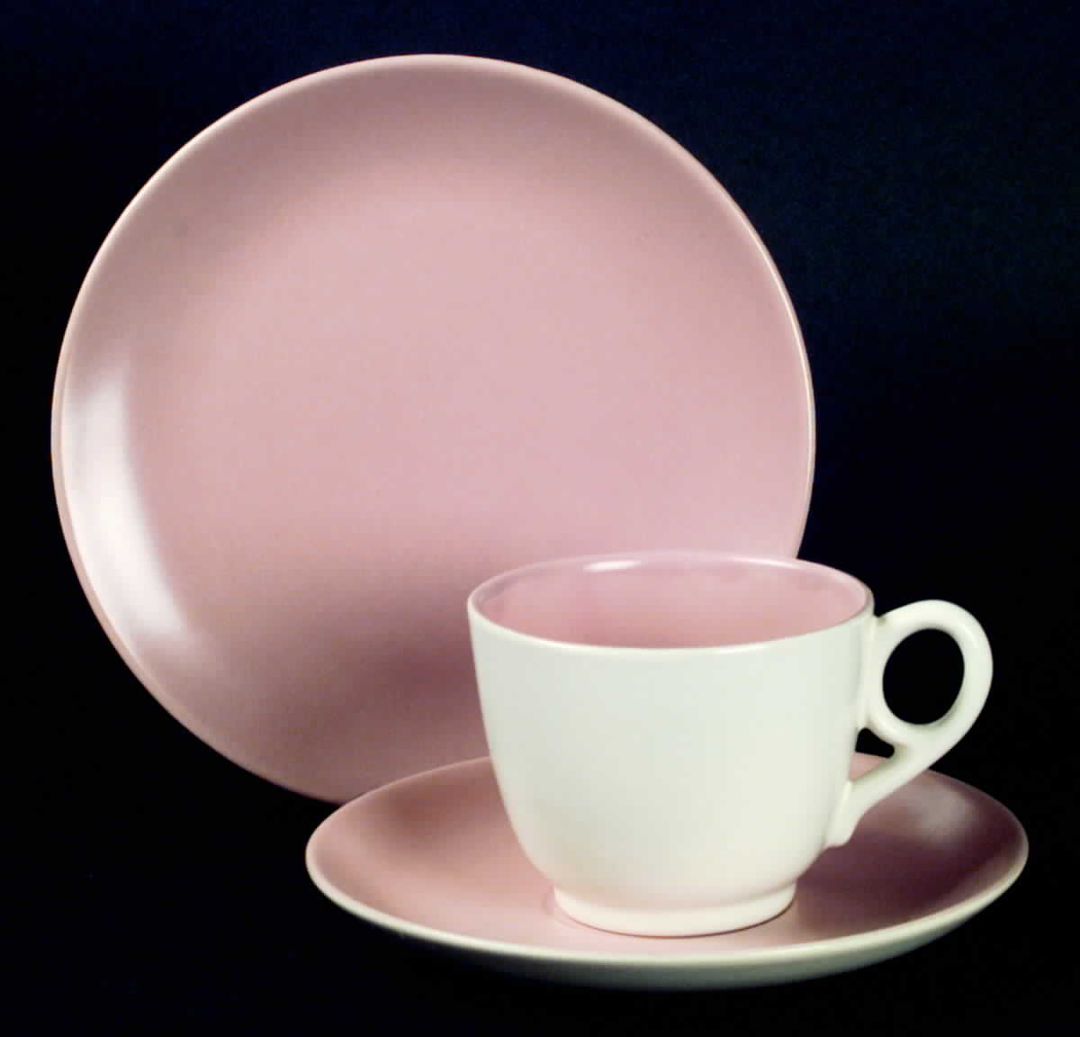 Duo Tone Coral (Pink) Flat Cup & Saucer Set by Franciscan-1