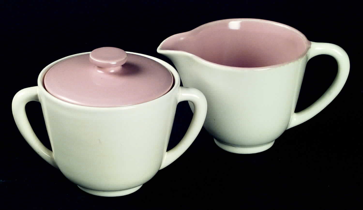 Duo Tone Coral (Pink) Sugar Bowl & Lid by Franciscan-1