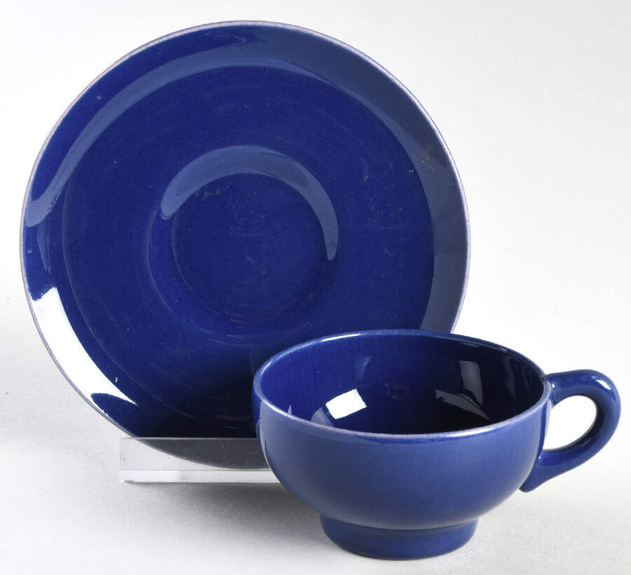 El Patio Cobalt Blue (Glossy) Footed Demitasse Cup & Saucer Set by Franciscan-1