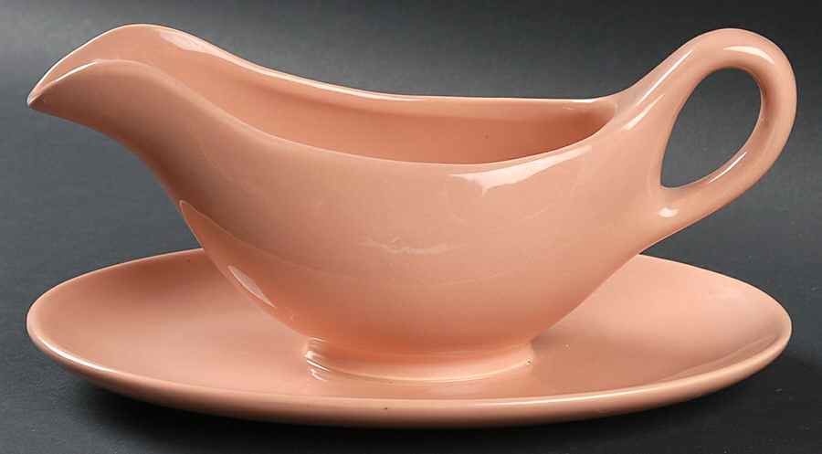 El Patio Coral (Glossy) Gravy Boat with Attached Underplate by Franciscan-1