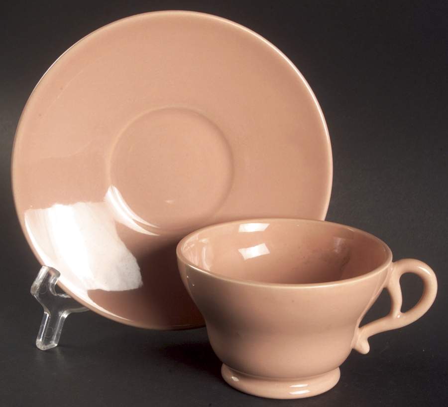 El Patio Coral (Glossy) Footed Cup & Saucer Set by Franciscan-1