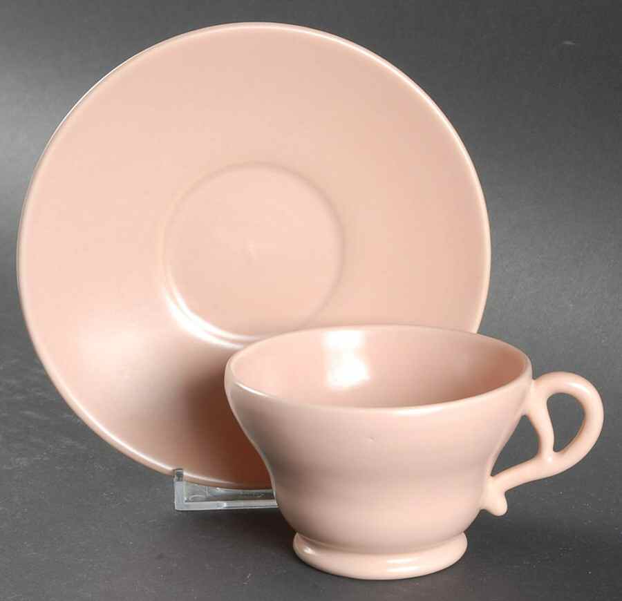 El Patio Coral (Matte) Footed Cup & Saucer Set by Franciscan-1