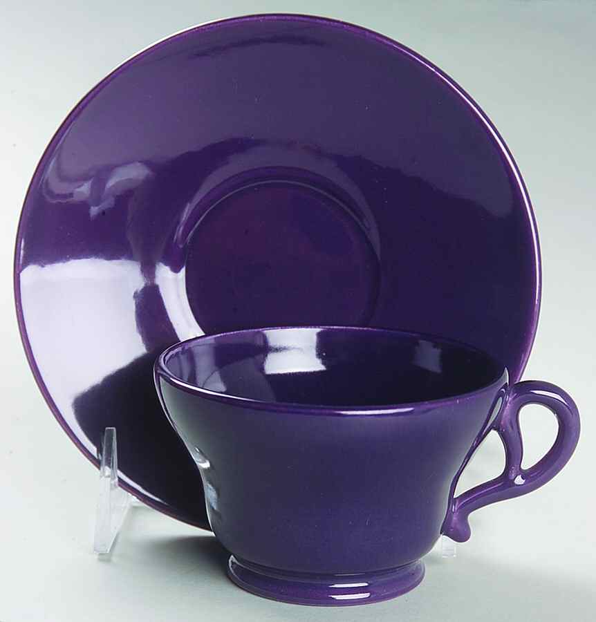 El Patio Purple (Eggplant, Glossy) Footed Cup & Saucer Set by Franciscan-1