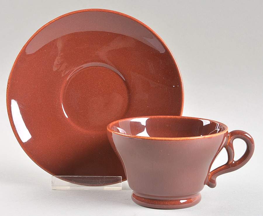El Patio Redwood (Glossy) Footed Cup & Saucer Set by Franciscan-1