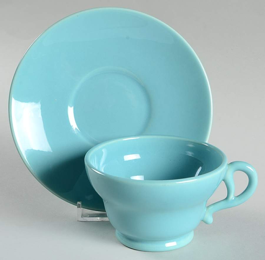 El Patio Turquoise (Glossy) Footed Cup & Saucer Set by Franciscan-1