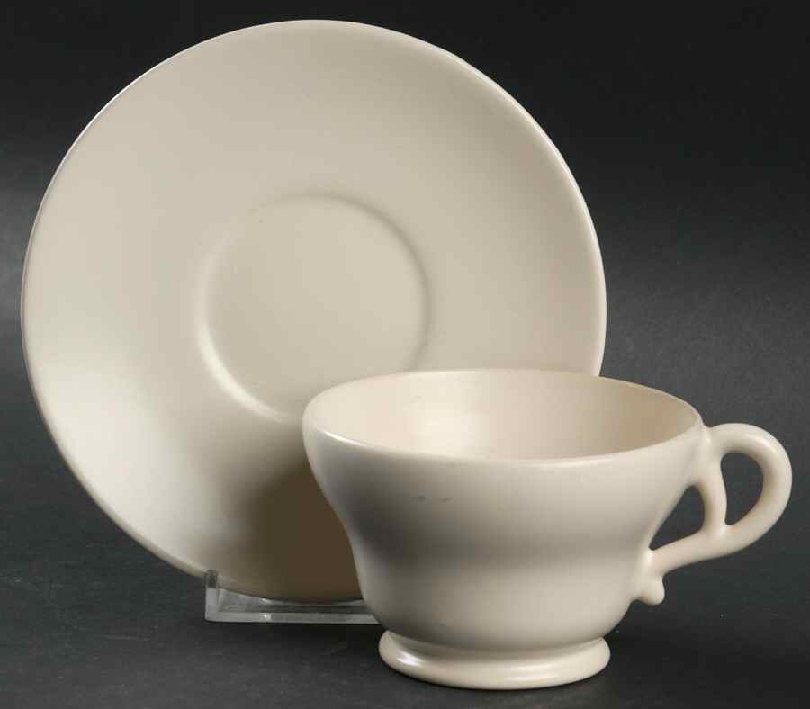 El Patio White (Matte) Footed Cup & Saucer Set by Franciscan-1
