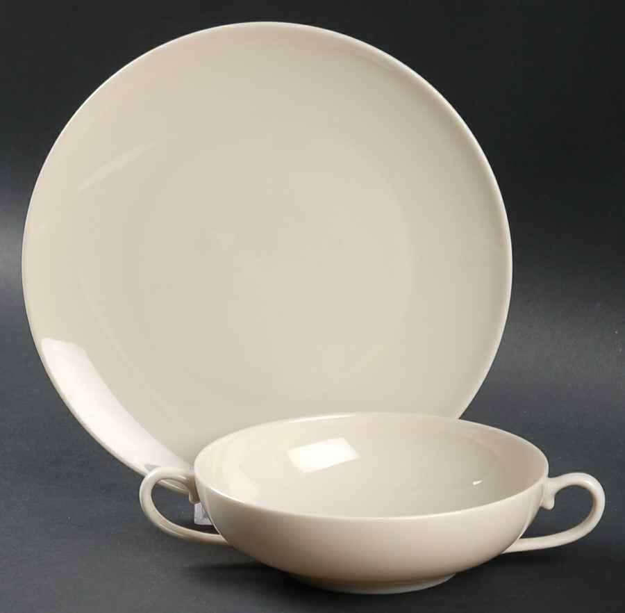 Encanto Blank Flat Cream Soup Bowl & Dessert Plate/Saucer Set by Franciscan-1