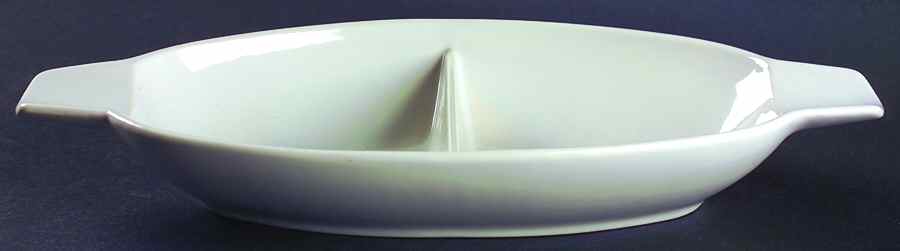 Flair White 13" Oval Divided Vegetable Bowl by Franciscan-1
