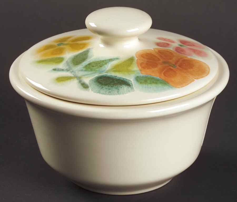 Floral (USA, Rim Shape) Sugar Bowl & Lid by Franciscan-1