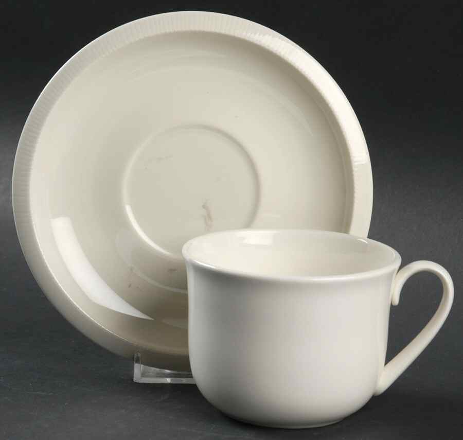 Floral Sculptures White Flat Cup & Saucer Set by Franciscan-1
