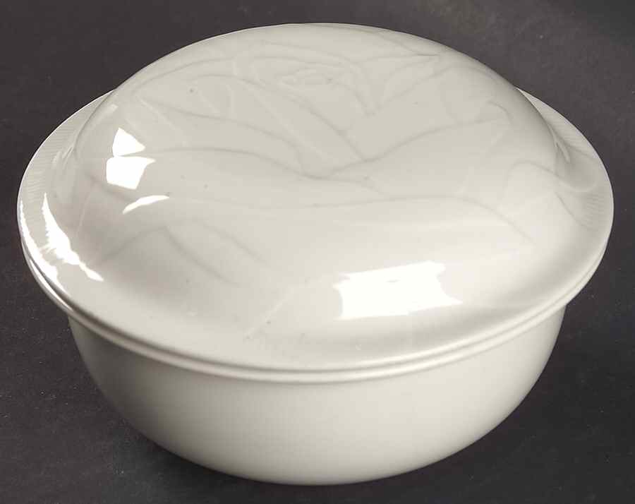 Floral Sculptures White Individual Casserole & Lid by Franciscan-1