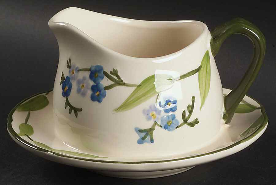 Forget Me Not Gravy Boat with Attached Underplate by Franciscan-1