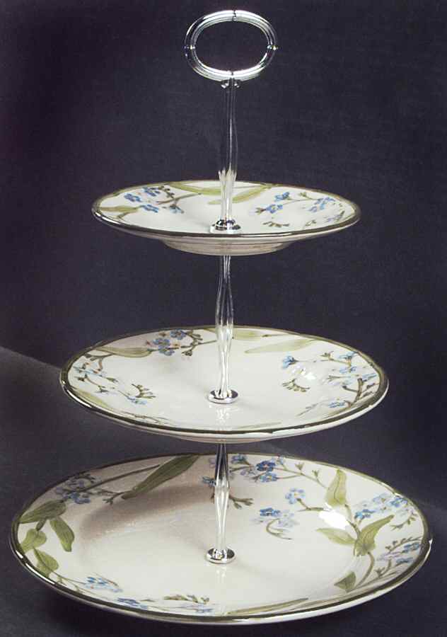 Forget Me Not 13 7/8"-14 1/4" 3-Tiered Serving Tray(DP,SP,BB) HC by Franciscan-1
