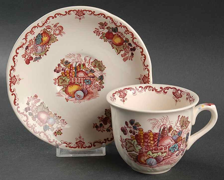 Fruit Basket Flat Cup & Saucer Set by Franciscan-1