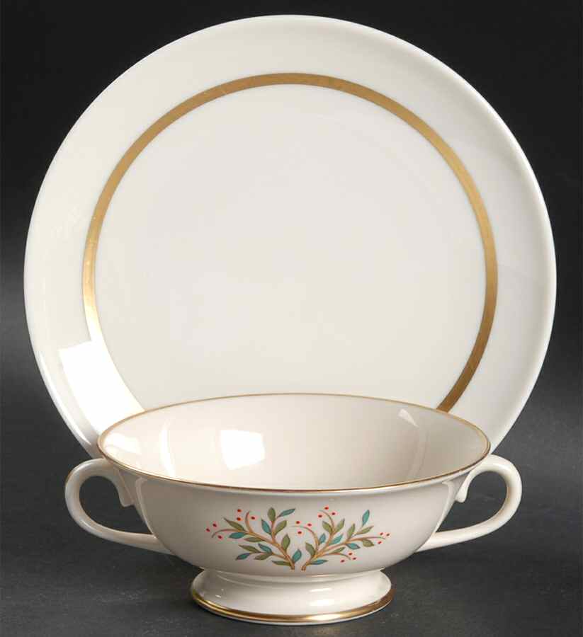 Fremont (No Trim) Footed Cream Soup Bowl & Saucer Set by Franciscan-1