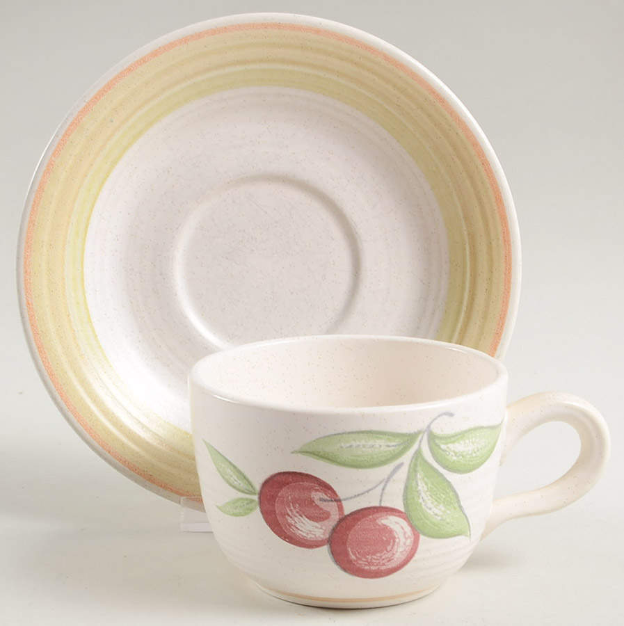 Fruit (Large Fruit) Flat Cup & Saucer Set by Franciscan-1