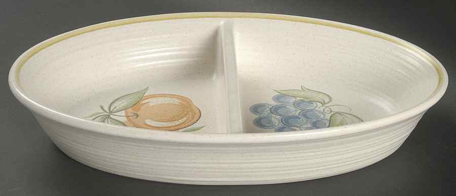 Fruit (Large Fruit) 11" Oval Divided Vegetable Bowl by Franciscan-1