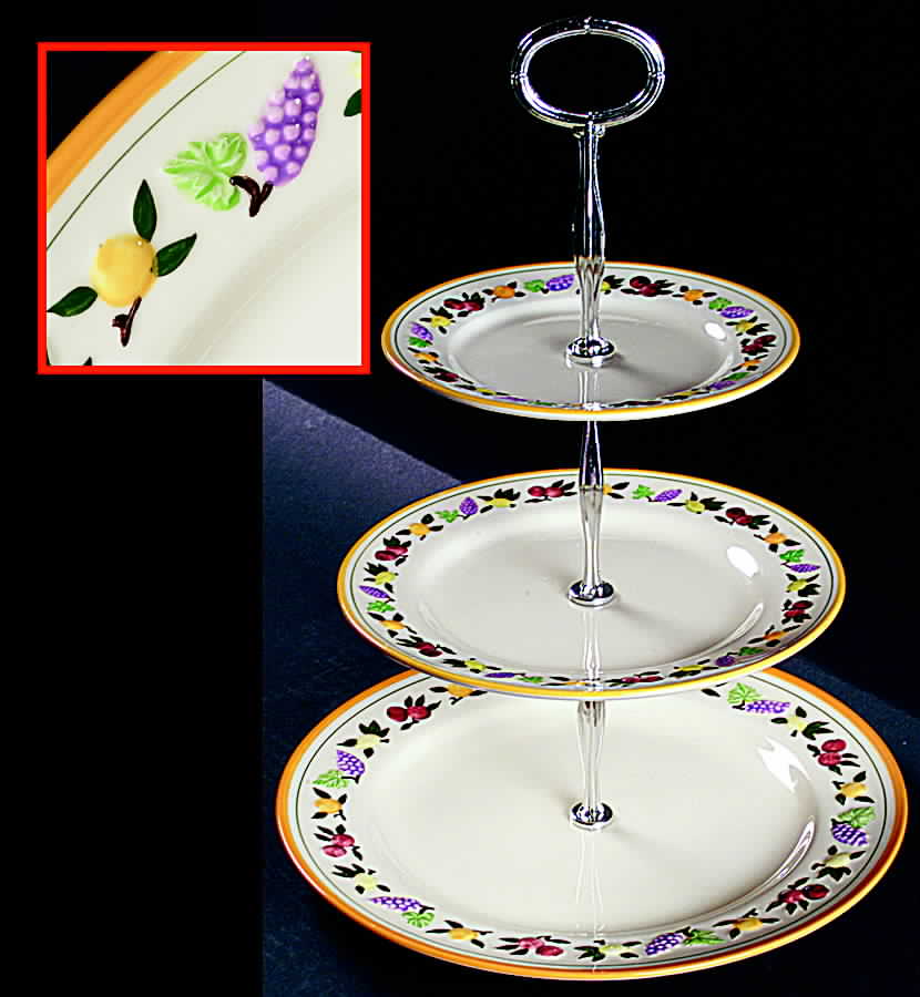 Fruit (Small Fruit) 13 7/8"-14 1/4" 3-Tiered Serving Tray(DP,SP,BB) HC by Franciscan-1