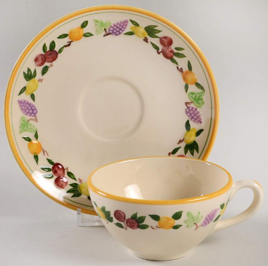 Fruit (Small Fruit) Flat Cup & Saucer Set by Franciscan-1