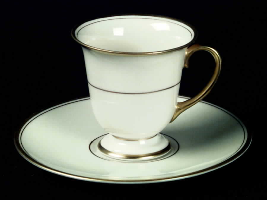 Gold Band (301 Merced Rim) Footed Demitasse Cup & Saucer Set by Franciscan-1