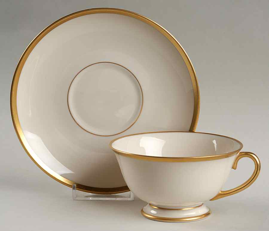 Gold Band (202 Merced Rim) Footed Cup & Saucer Set by Franciscan-1