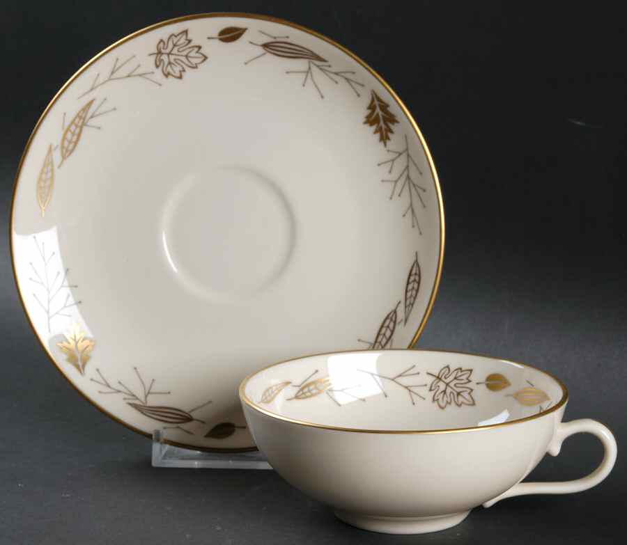 Gold Leaves Flat Cup & Saucer Set by Franciscan-1