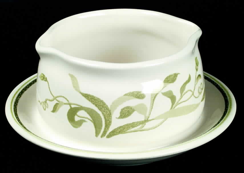 Greenhouse Round Gravy Boat/Attached Underplate by Franciscan-1