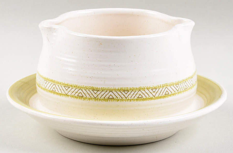 Hacienda Green Round Gravy Boat/Attached Underplate by Franciscan-1