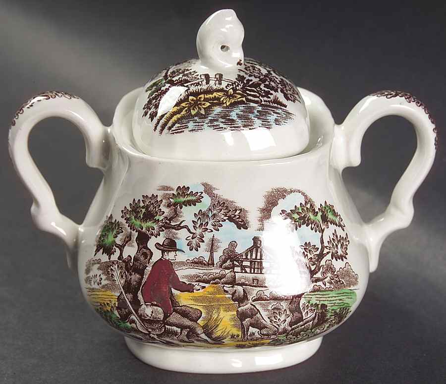 Hunter Multicolor Sugar Bowl & Lid by Franciscan-1