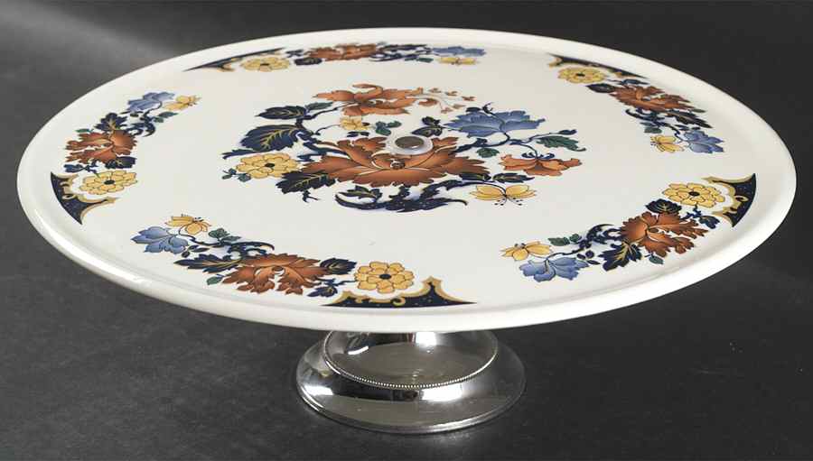 Kismet Footed Cake Plate w/Metal Base by Franciscan-1