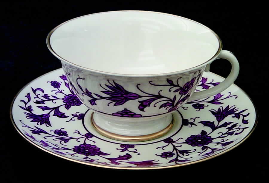 Lorraine Maroon Footed Cup & Saucer Set by Franciscan-1