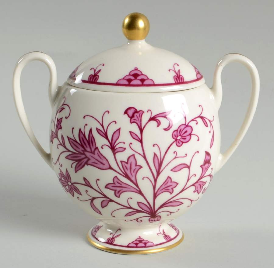 Lorraine Maroon Sugar Bowl & Lid by Franciscan-1