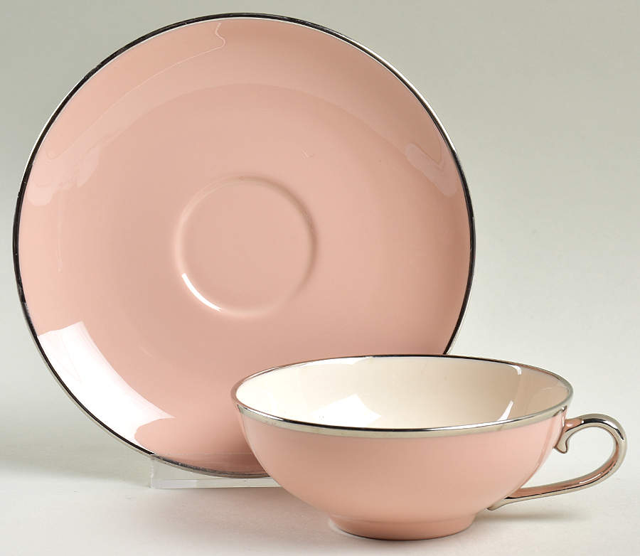 Magnolia (Platinum Trim) Flat Cup & Saucer Set by Franciscan-1