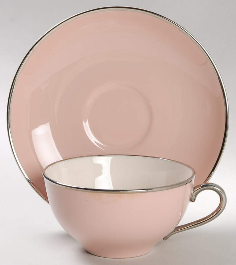 Magnolia (Platinum Trim) Flat Cup & Saucer Set by Franciscan-1