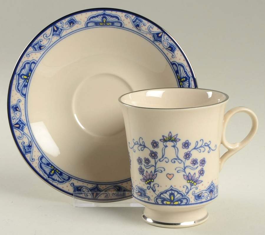 Mandalay (Blue Design) Footed Cup & Saucer Set by Franciscan-1