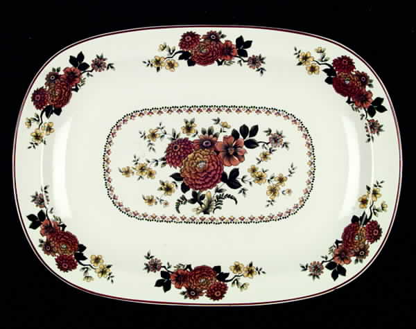Mandalay (Rust & Yellow Floral) 14" Oval Serving Platter by Franciscan-1