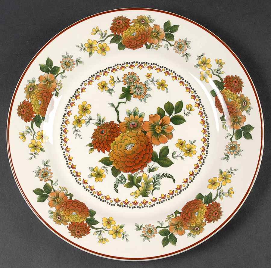 Mandalay (Rust & Yellow Floral) Dinner Plate by Franciscan-1