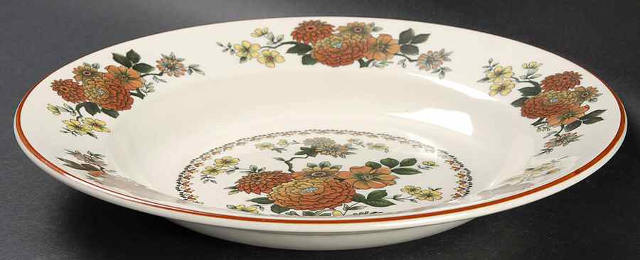 Mandalay (Rust & Yellow Floral) Large Rim Soup Bowl by Franciscan-1