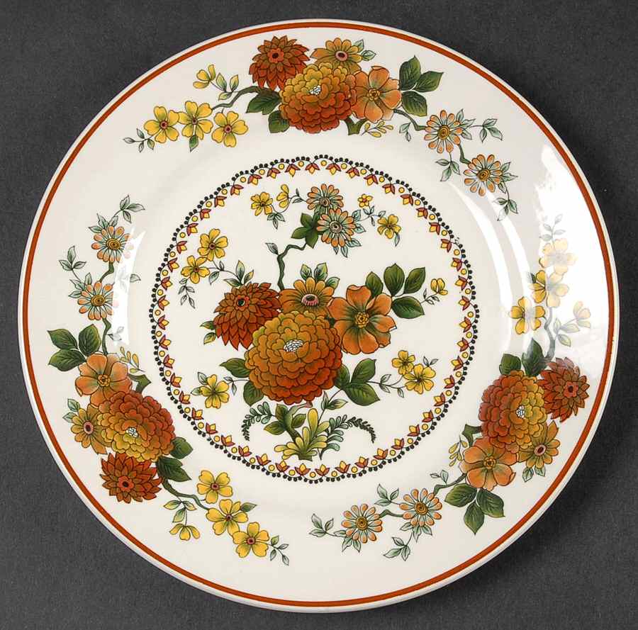 Mandalay (Rust & Yellow Floral) Bread & Butter Plate by Franciscan-1